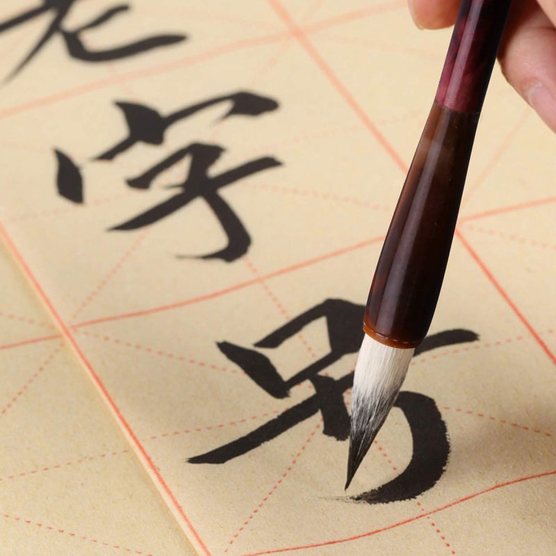 MEGREZ Chinese Calligraphy Brush Kanji Japanese Art Sumi Writing Painting Drawing Practicing Brush for Students and Beginners, Wolf Sheep Mix Brush, Large - Image 4